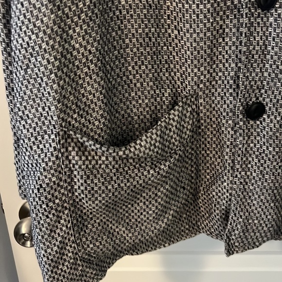 VTG Flax black & white 100% Linen jacket size large lagenlook long line preppy - Picture 3 of 10
